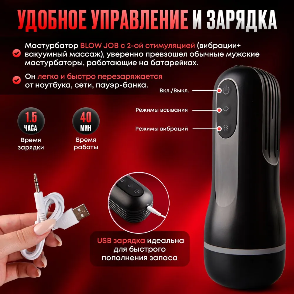 Автоматический мастурбатор с реалистичной вагиной Режим вибраций 4