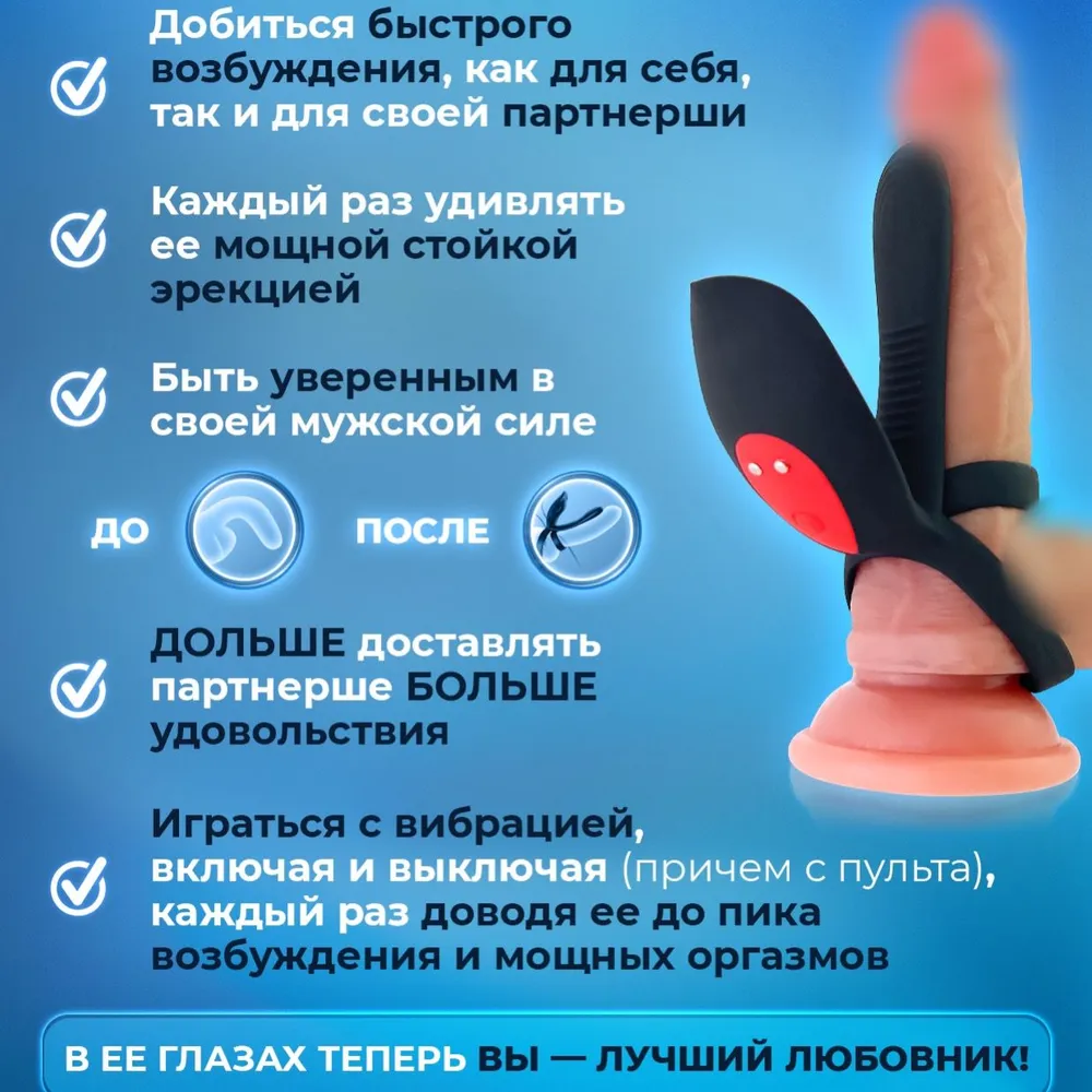 Вибратор стимулятор на пульте женский Виброкольцо для секса 3