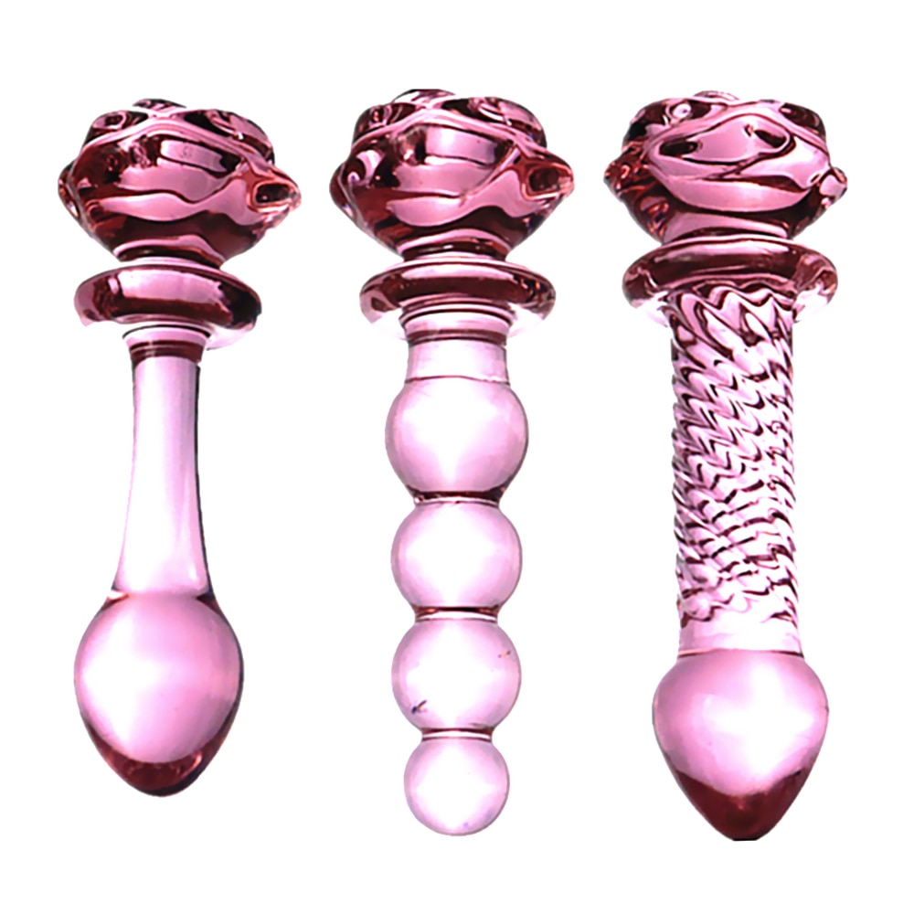 Glass-Dildo-Pink-Rose-Flower-Shape-Vaginal-Anal-Butt-Plug-Self-Comfort-Masturbator-Sex-Toys-for